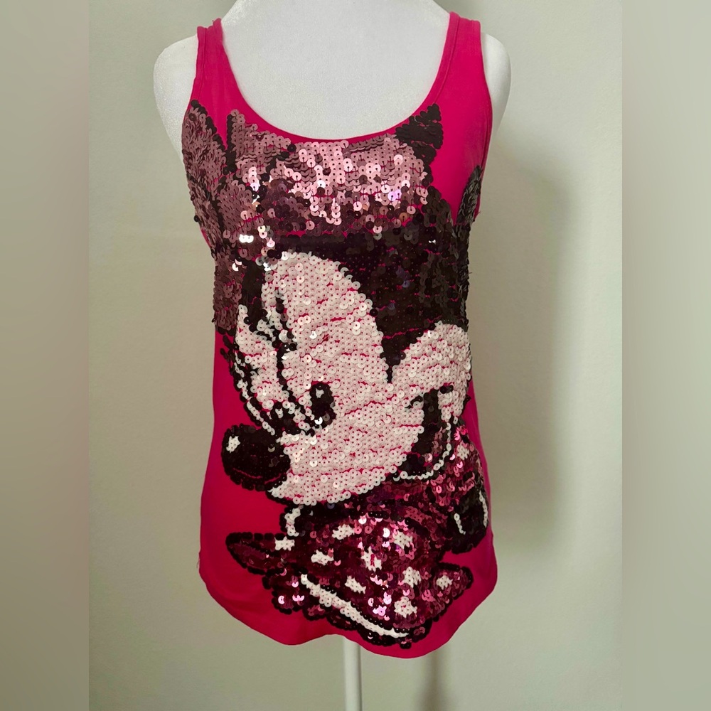Disney Sequin Minnie Mouse Razorback Tank with Bow Detail